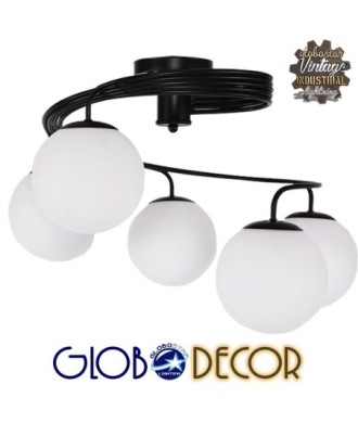 GLOBOSTAR® SELINA 01090 Μοντέρνο Φωτιστικό Οροφής με Ντουί 5 x E27 AC 220-240V IP20 - Μαύρο & Λευκό - Μ63 x Π63 x Υ47cm